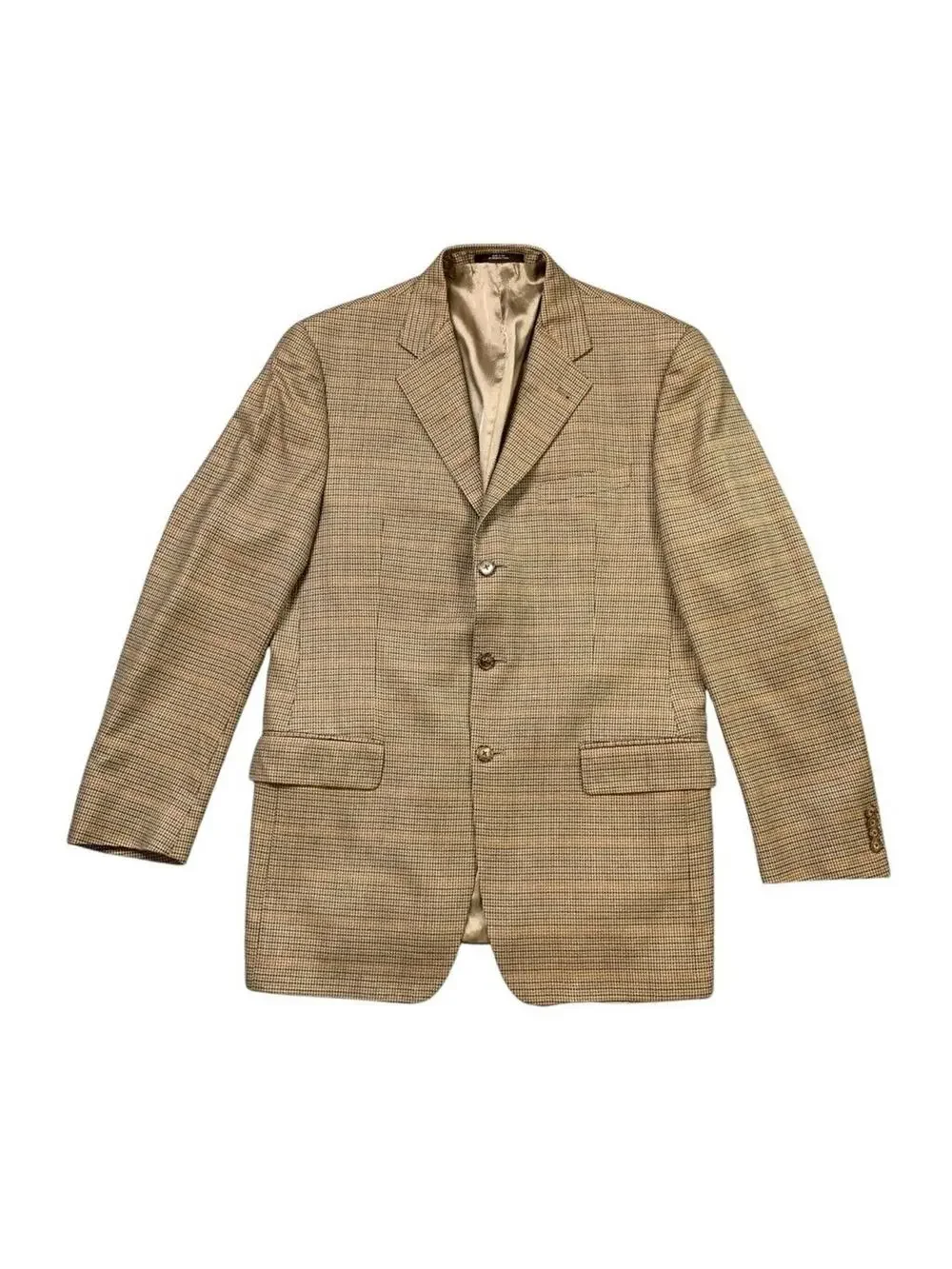 Joseph Abboud Blazer Mens 41 Long Biscuit Silk‎ Wool Blend Shoulder Pads Jacket